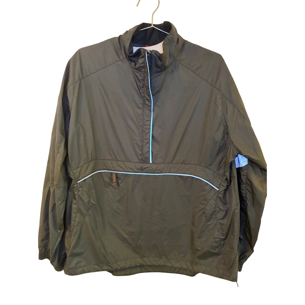 Nike Boys XL 16-18 Quarter Zip Windbreaker Jacket Black Ripstop Reflective